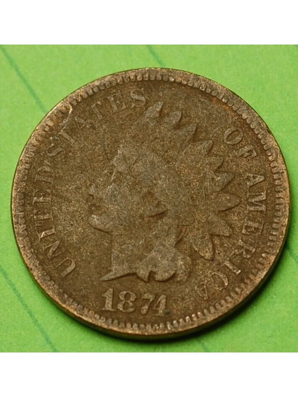 W624 1874 Indian Head Cent Penny 1c - Check Out Our Store ✔✔SEMI KEY DATE✔✔